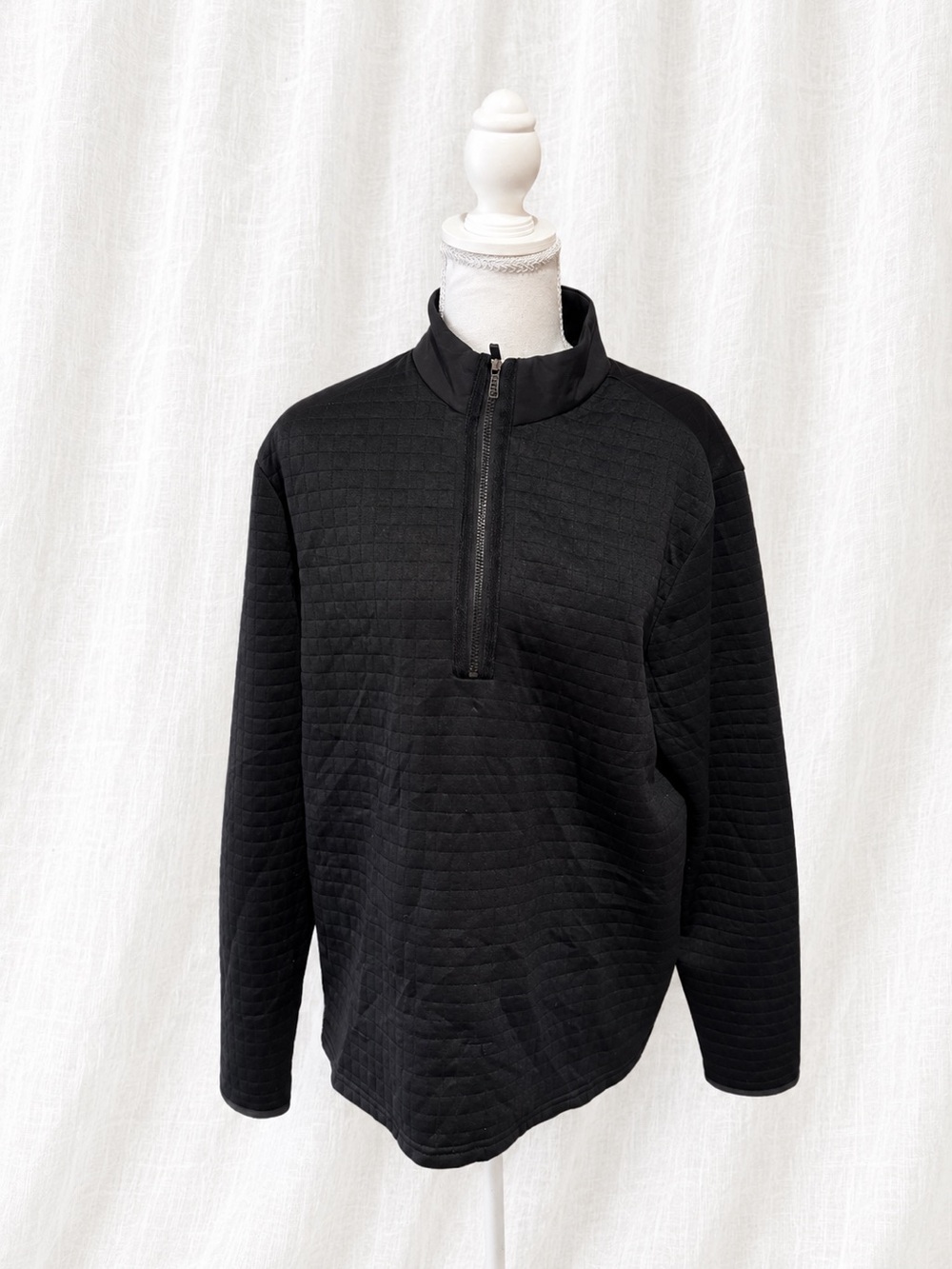 adidas Black Quilted Half-Zip Pullover